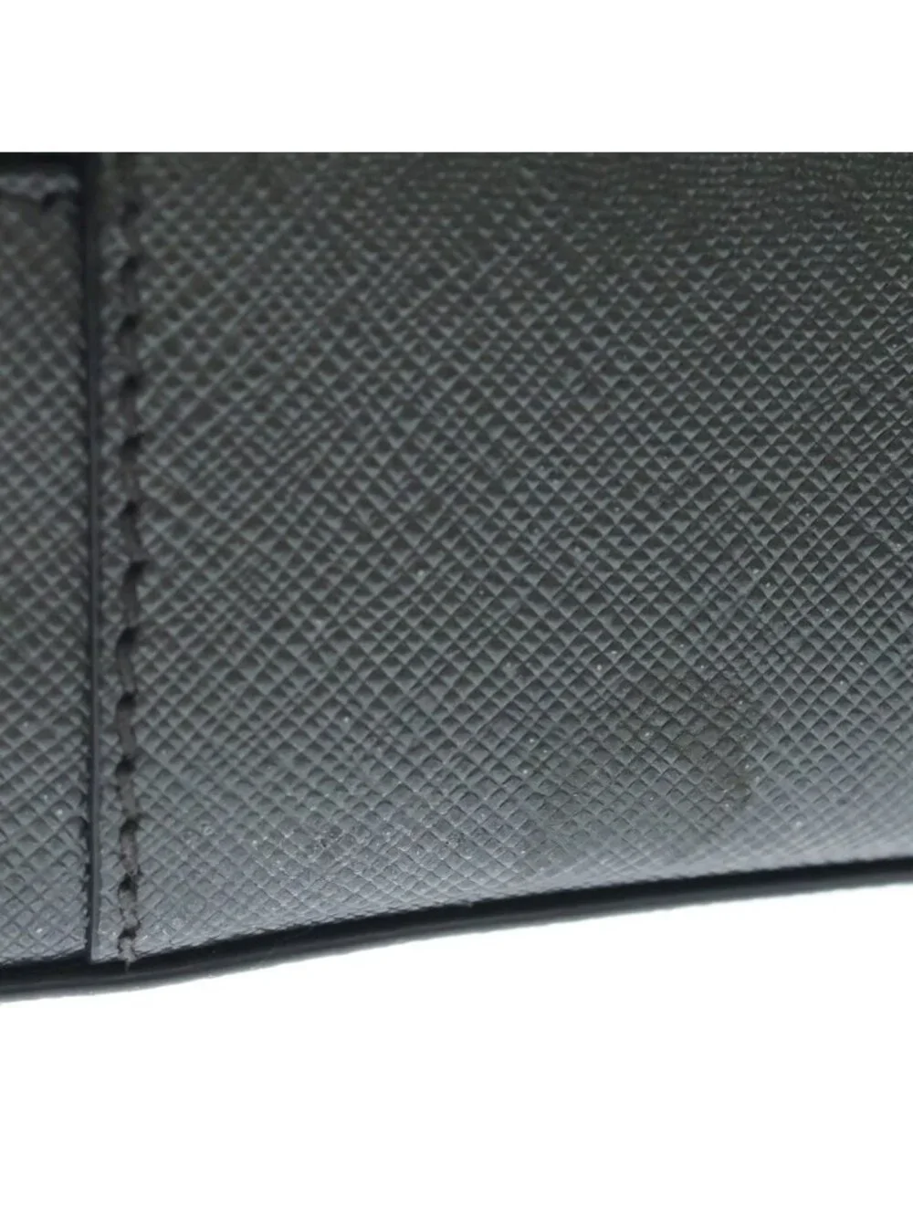 Prada Saffiano 2-Way Shoulder Bag Dark Gray Leather Silver